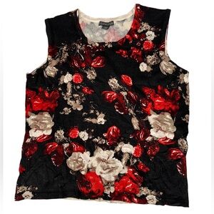 Covington Women’s Floral Black & Red Sleeveless Sweater
